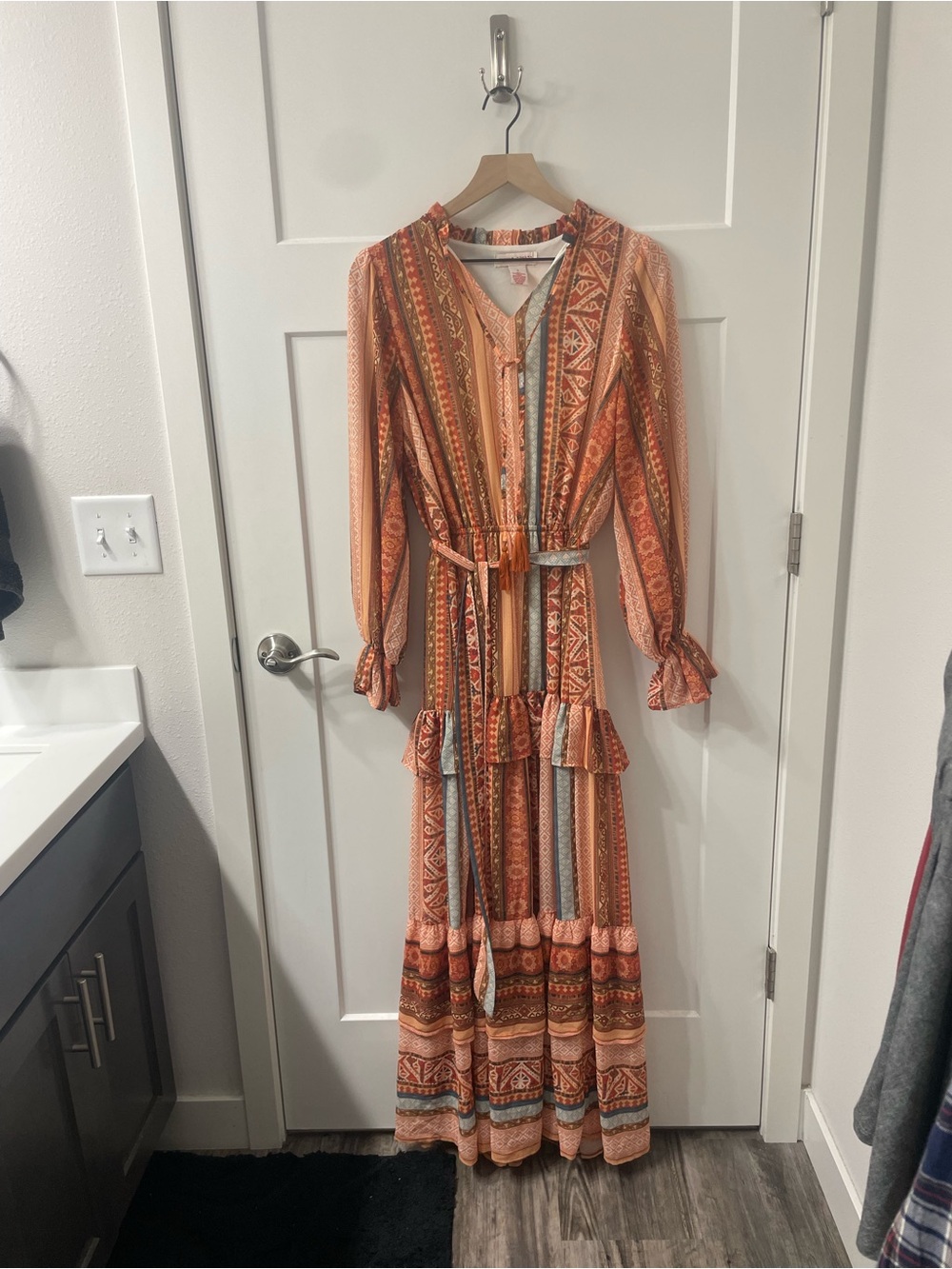 Flying Tomato Orange Multi-Pattern Maxi Dress - Picture 3 of 6